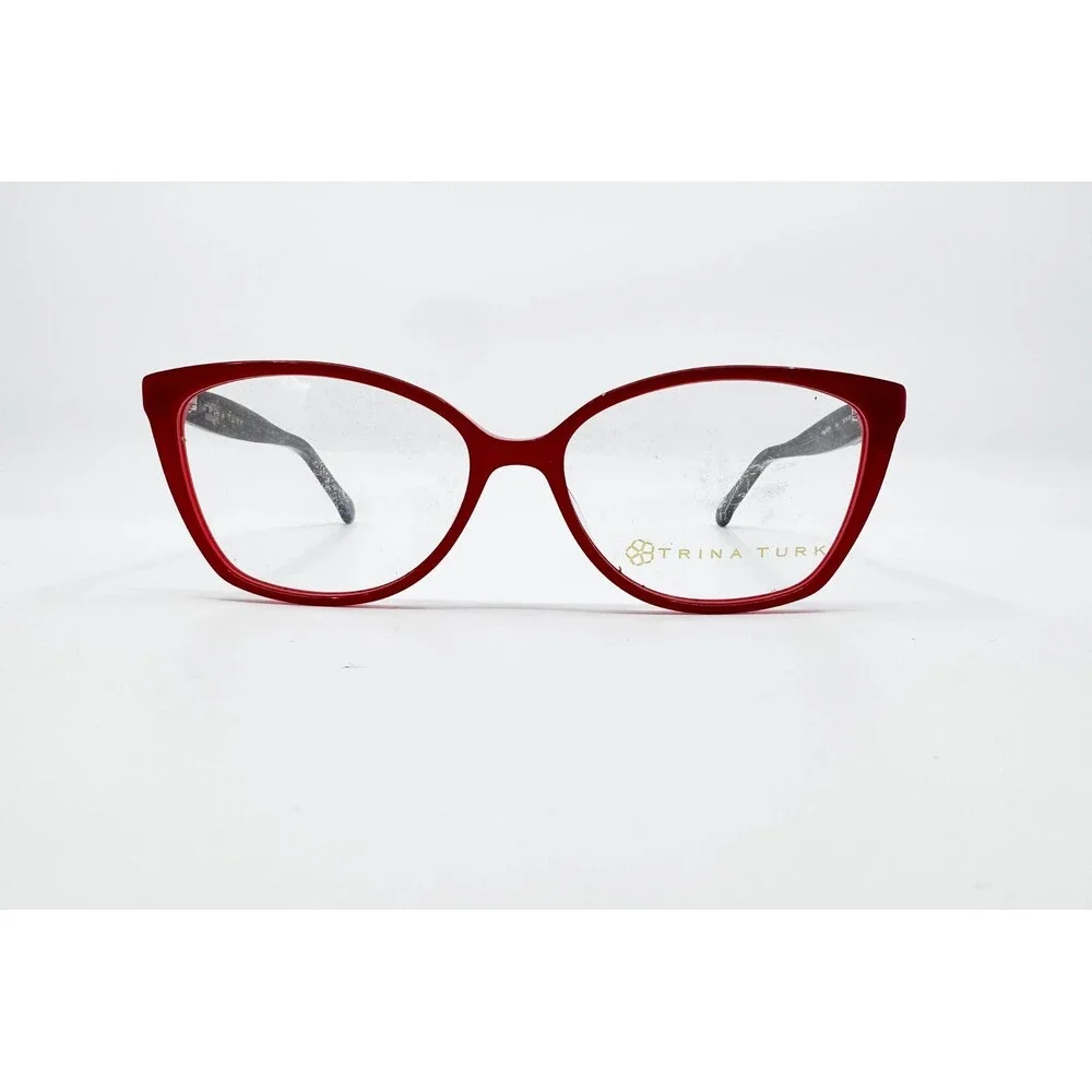 Trina Turk Eyeglasses Womens Red Cat Eye Frames 52-16-135